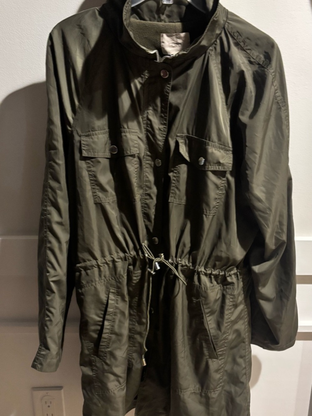 LOFT hooded utility jacket, Olive Green Lightweight size Large